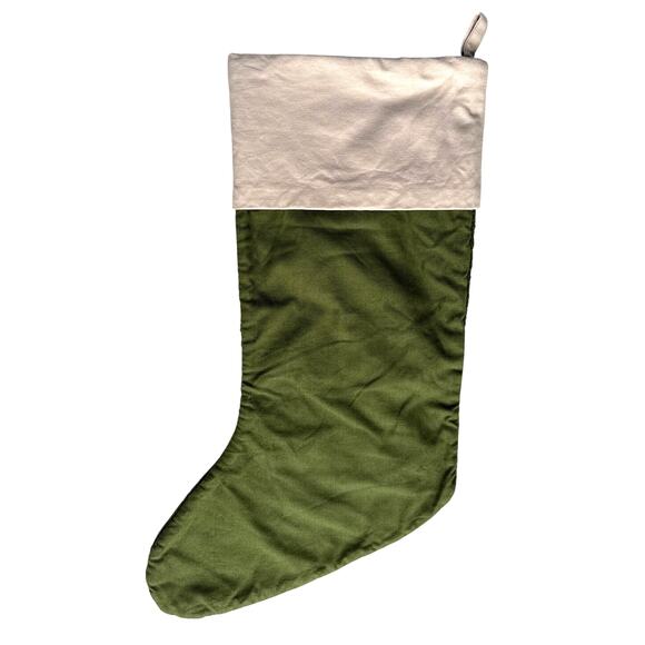 Pottery Barn Santa Christmas Stocking Sage Green Vintage Decor Holiday - Picture 2 of 7